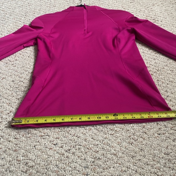 Athleta FUCHSIA PINK 1/4 Zip Up Long Thumb Hole Sleeve High Neck Top small s - Picture 11 of 13
